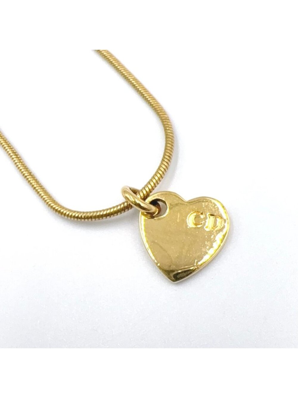 Dior CD Logo Heart Metal Gold Necklace